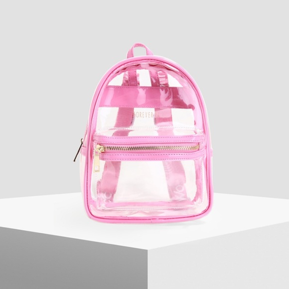 SOLD‼️Forever 21 Clear & Pink Mini Backpack - Picture 2 of 4
